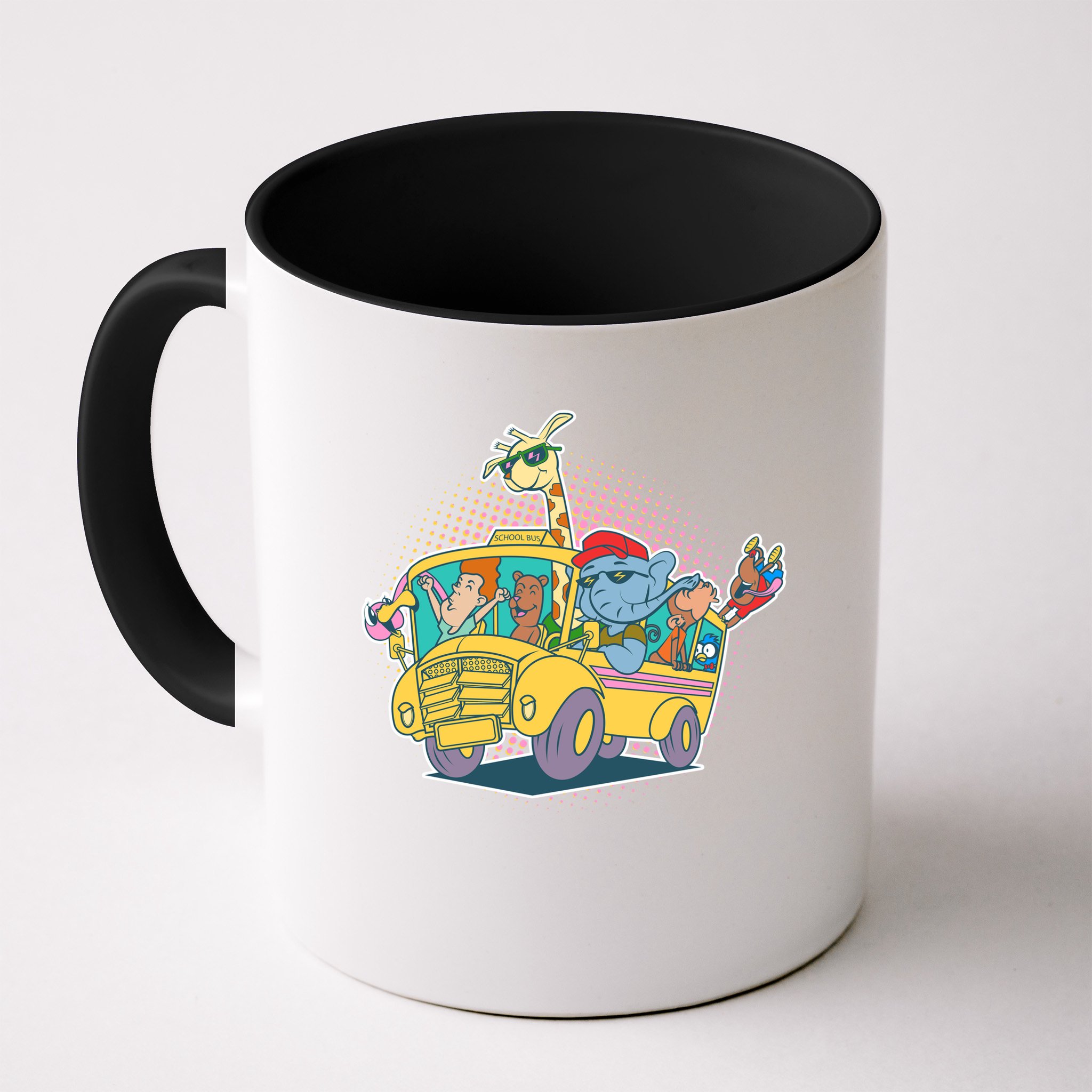 Funny Cool Back to School Animals School Bus Mug