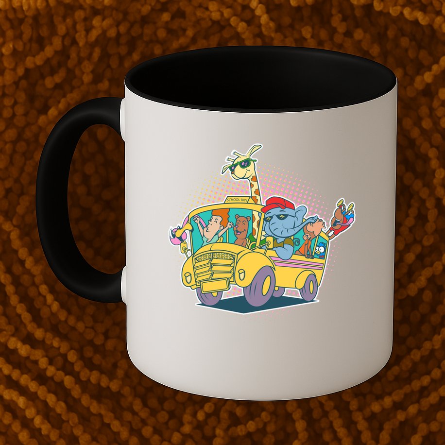 Funny Cool Back to School Animals School Bus Mug