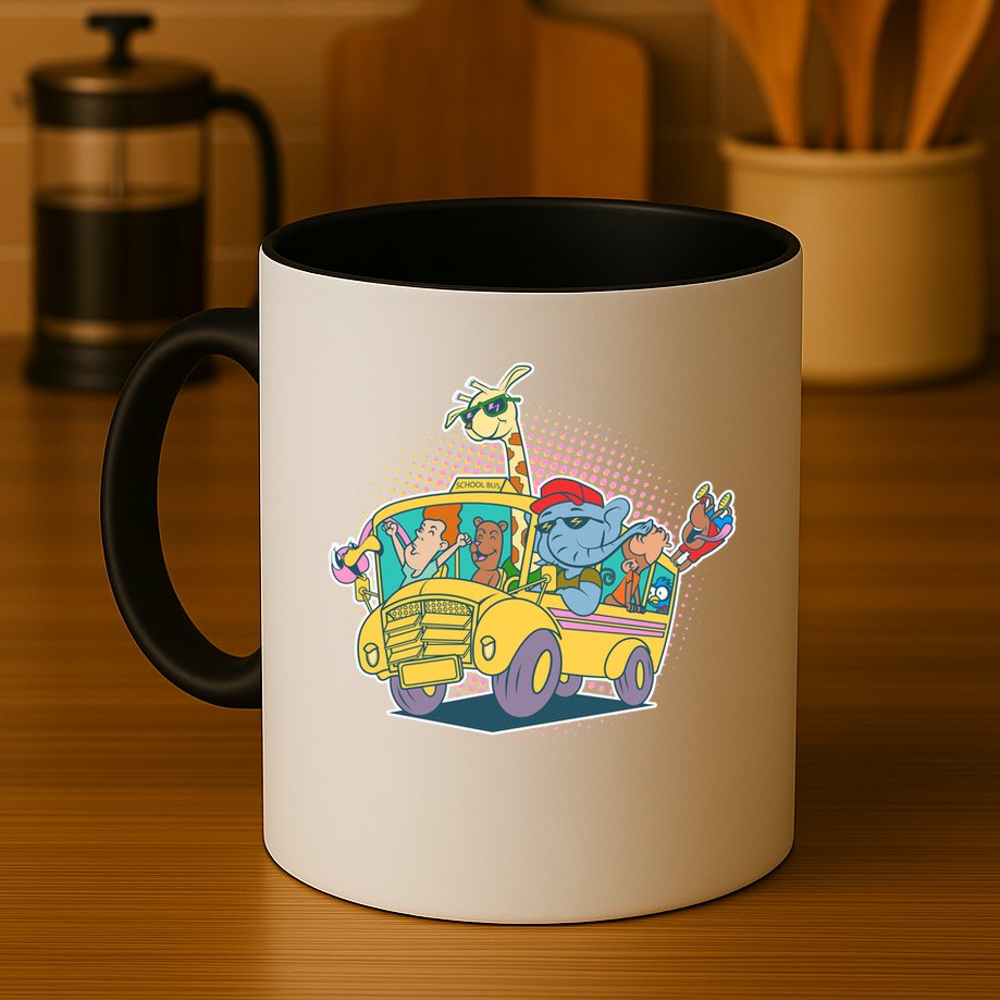 Funny Cool Back to School Animals School Bus Mug