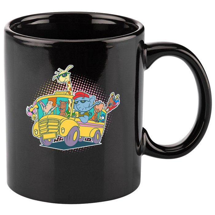 Funny Cool Back to School Animals School Bus 11oz C Handle Ceramic Mug