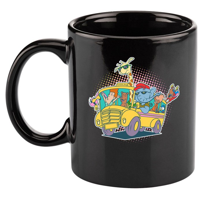 Funny Cool Back to School Animals School Bus 11oz C Handle Ceramic Mug