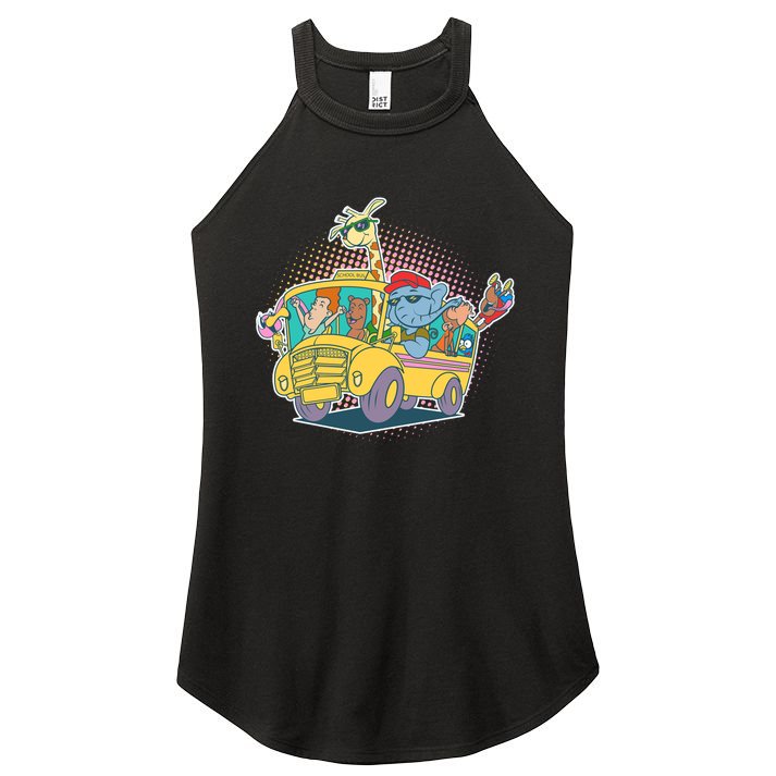 Funny Cool Back to School Animals School Bus Women's Perfect Tri Rocker Tank