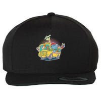 Funny Cool Back to School Animals School Bus Wool Snapback Cap