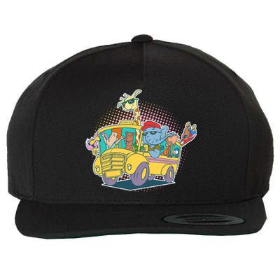 Funny Cool Back to School Animals School Bus Wool Snapback Cap