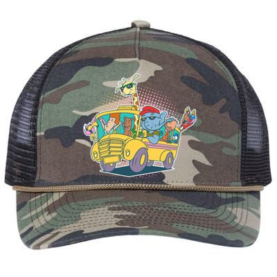 Funny Cool Back to School Animals School Bus Retro Rope Trucker Hat Cap