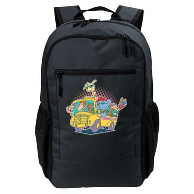 Funny Cool Back to School Animals School Bus Daily Commute Backpack