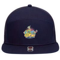 Funny Cool Back to School Animals School Bus 7 Panel Mesh Trucker Snapback Hat