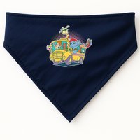 Funny Cool Back to School Animals School Bus USA-Made Doggie Bandana