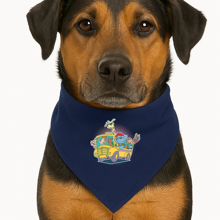 Funny Cool Back to School Animals School Bus USA-Made Doggie Bandana