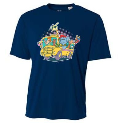 Funny Cool Back to School Animals School Bus Cooling Performance Crew T-Shirt