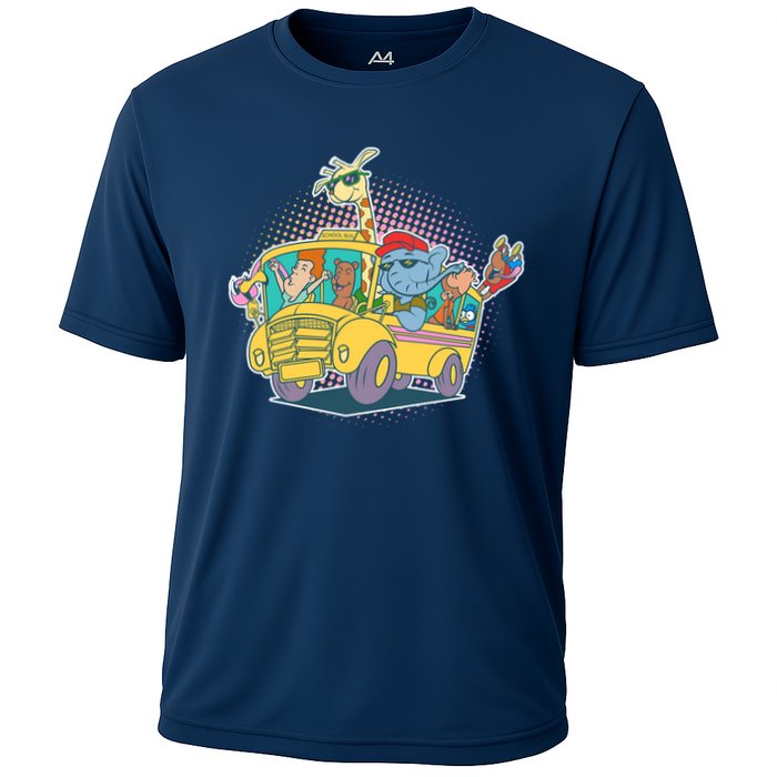 Funny Cool Back to School Animals School Bus Cooling Performance Crew T-Shirt