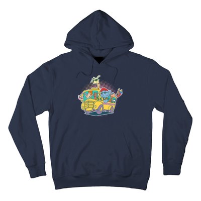 Funny Cool Back to School Animals School Bus Hoodie