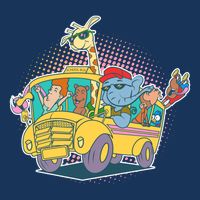 Funny Cool Back to School Animals School Bus Long Sleeve Shirt