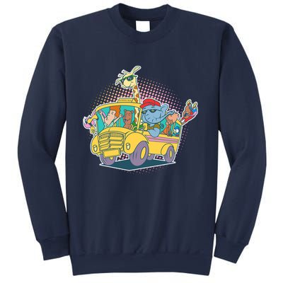 Funny Cool Back to School Animals School Bus Sweatshirt