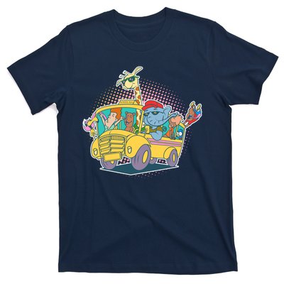 Funny Cool Back to School Animals School Bus T-Shirt