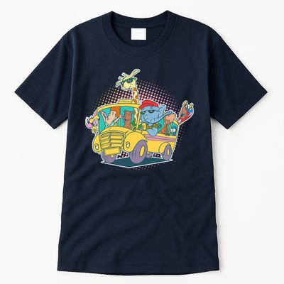 Funny Cool Back to School Animals School Bus Tall T-Shirt