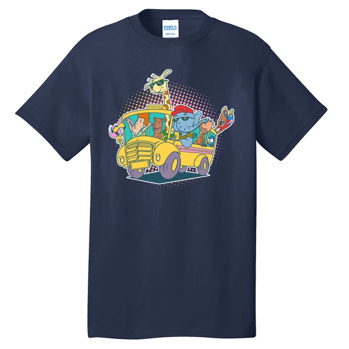 Funny Cool Back to School Animals School Bus Tall T-Shirt