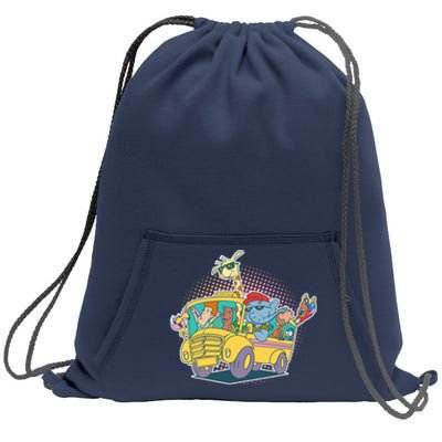 Funny Cool Back to School Animals School Bus Sweatshirt Cinch Pack Bag