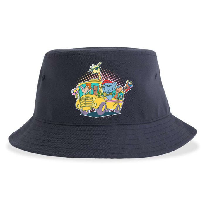 Funny Cool Back to School Animals School Bus Sustainable Bucket Hat