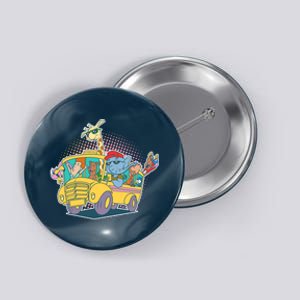 Funny Cool Back to School Animals School Bus Button