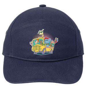 Funny Cool Back to School Animals School Bus 7-Panel Snapback Hat