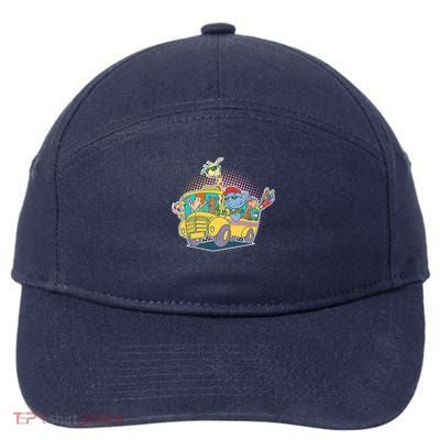 Funny Cool Back to School Animals School Bus 7-Panel Snapback Hat