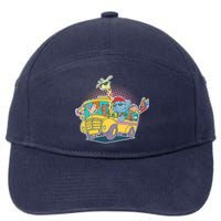 Funny Cool Back to School Animals School Bus 7-Panel Snapback Hat