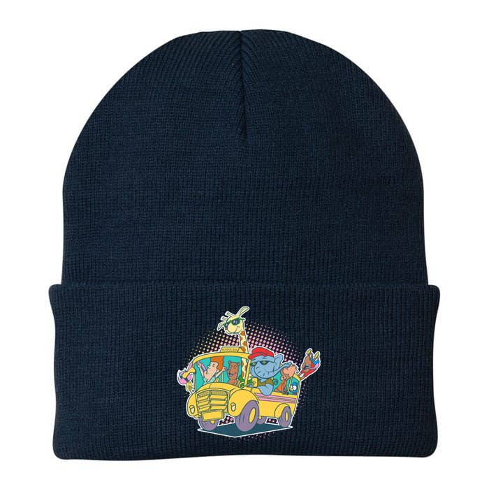 Funny Cool Back to School Animals School Bus Knit Cap Winter Beanie