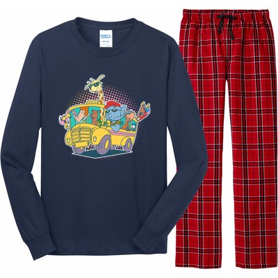 Funny Cool Back to School Animals School Bus Long Sleeve Pajama Set