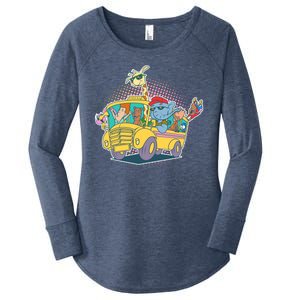 Funny Cool Back to School Animals School Bus Women's Perfect Tri Tunic Long Sleeve Shirt