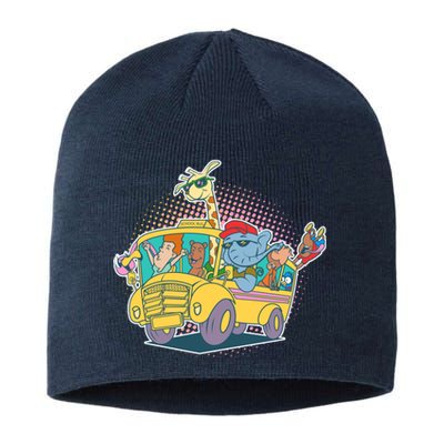 Funny Cool Back to School Animals School Bus Sustainable Beanie