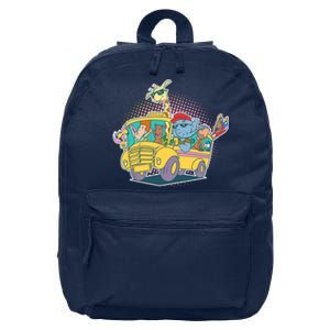 Funny Cool Back to School Animals School Bus 16 in Basic Backpack