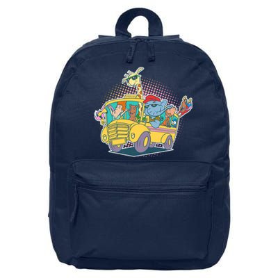 Funny Cool Back to School Animals School Bus 16 in Basic Backpack