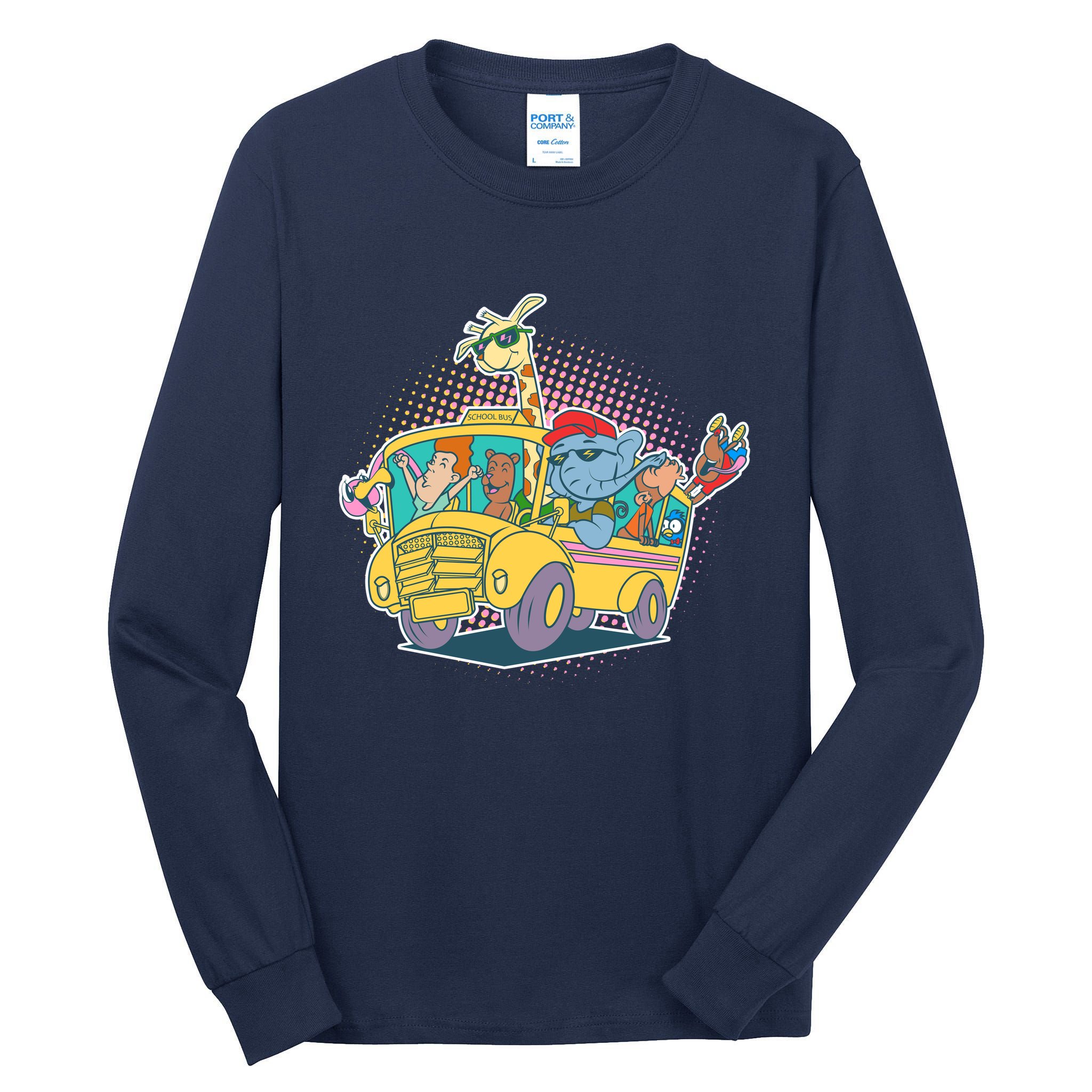 Funny Cool Back to School Animals School Bus Tall Long Sleeve T-Shirt