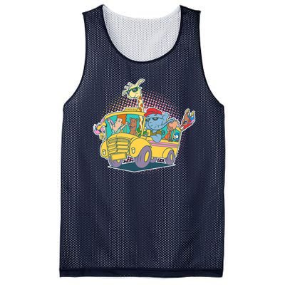 Funny Cool Back to School Animals School Bus Mesh Reversible Basketball Jersey Tank