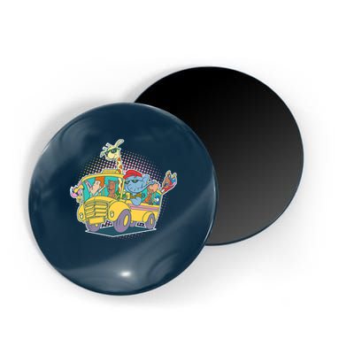 Funny Cool Back to School Animals School Bus Magnet