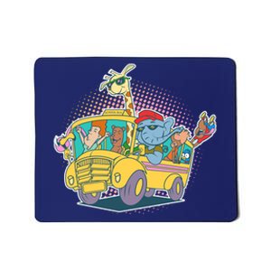 Funny Cool Back to School Animals School Bus Mousepad