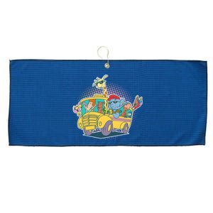 Funny Cool Back to School Animals School Bus Large Microfiber Waffle Golf Towel