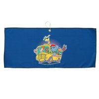 Funny Cool Back to School Animals School Bus Large Microfiber Waffle Golf Towel