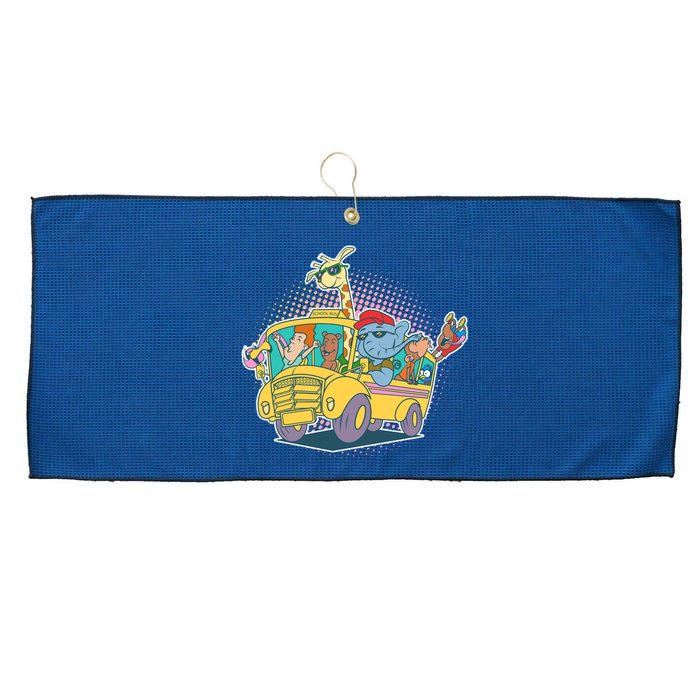 Funny Cool Back to School Animals School Bus Large Microfiber Waffle Golf Towel