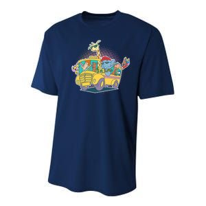 Funny Cool Back to School Animals School Bus Youth Performance Sprint T-Shirt