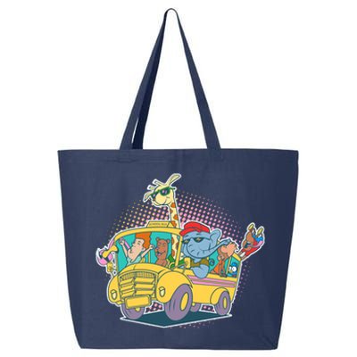 Funny Cool Back to School Animals School Bus 25L Jumbo Tote