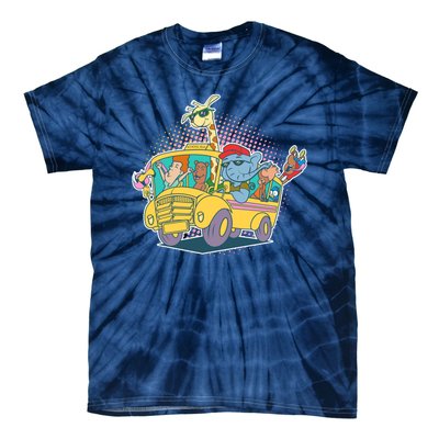 Funny Cool Back to School Animals School Bus Tie-Dye T-Shirt