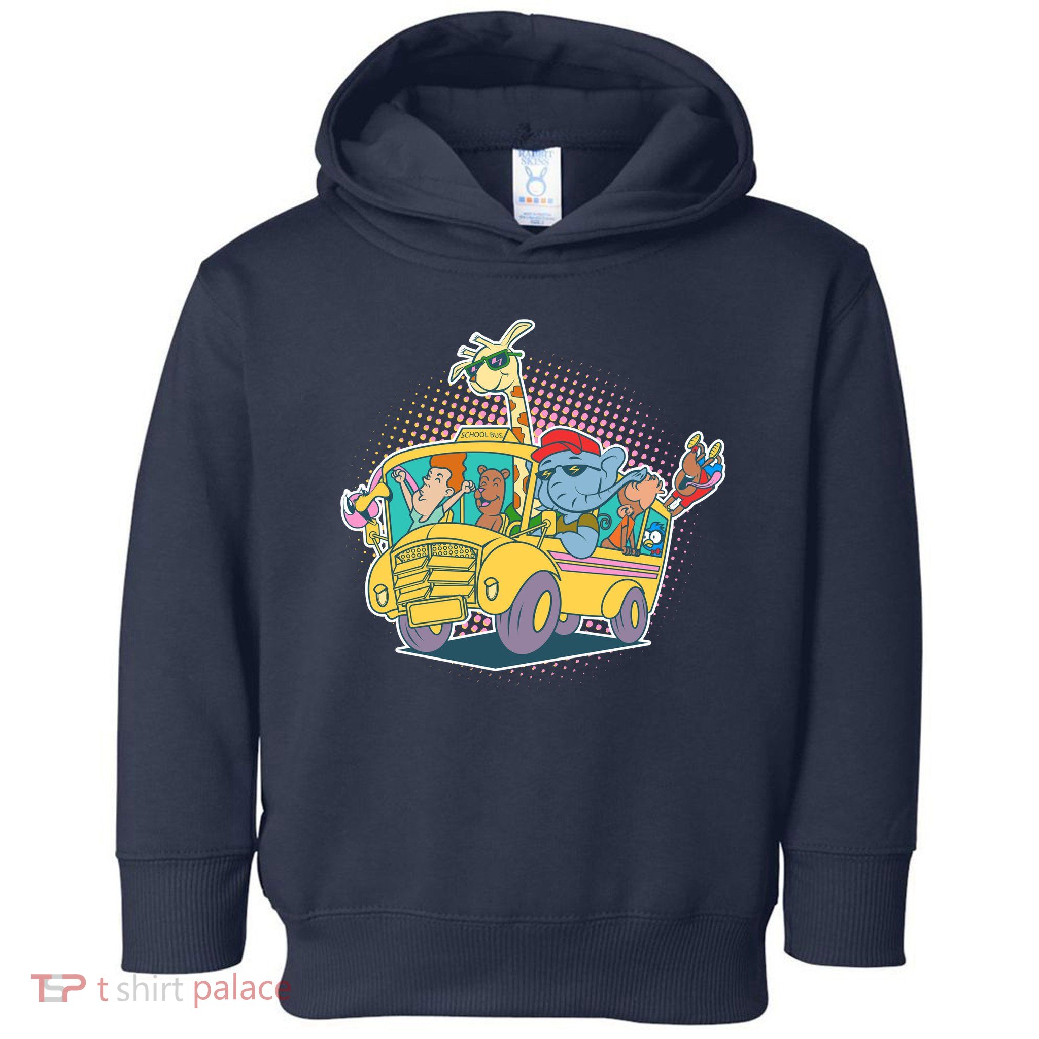 Funny Cool Back to School Animals School Bus Toddler Hoodie