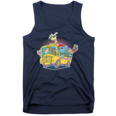 Funny Cool Back to School Animals School Bus Tank Top