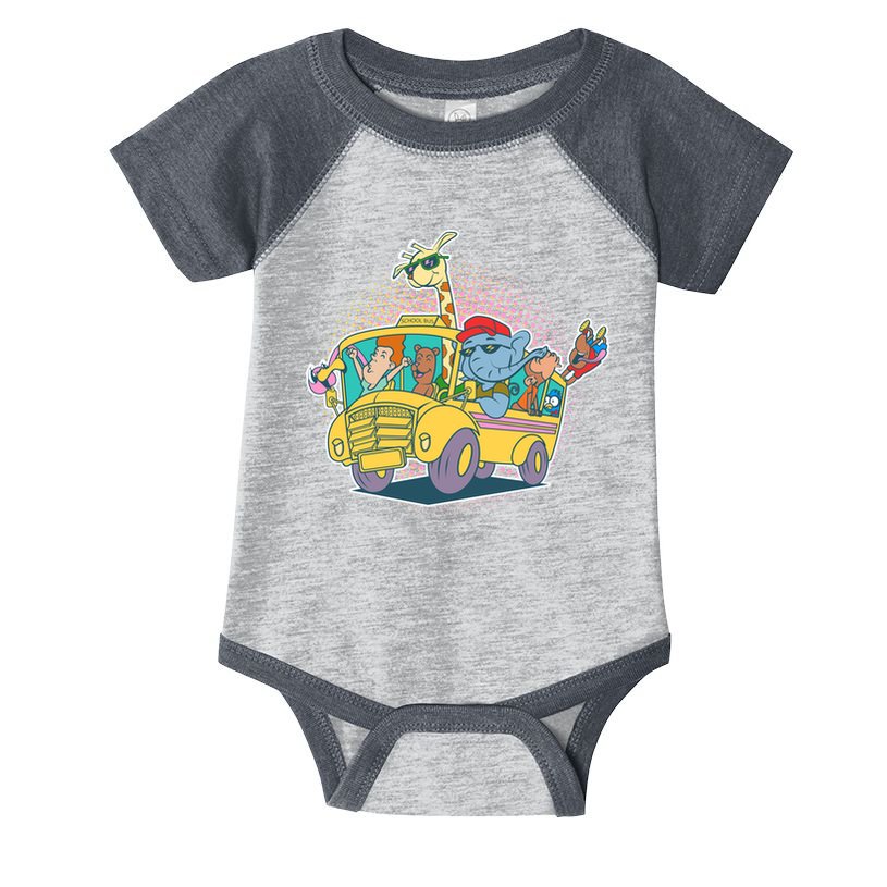 Funny Cool Back to School Animals School Bus Infant Baby Jersey Bodysuit