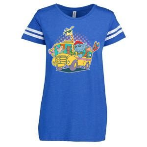 Funny Cool Back to School Animals School Bus Enza Ladies Jersey Football T-Shirt