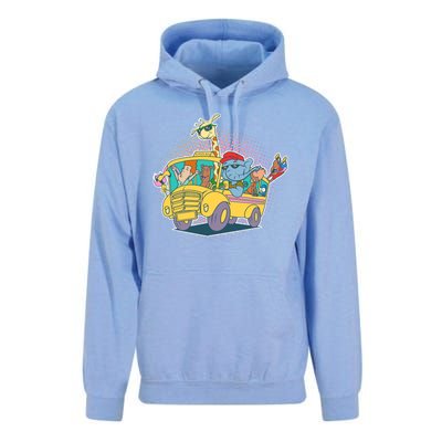 Funny Cool Back to School Animals School Bus Unisex Surf Hoodie