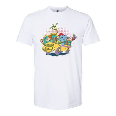 Funny Cool Back to School Animals School Bus Softstyle® CVC T-Shirt