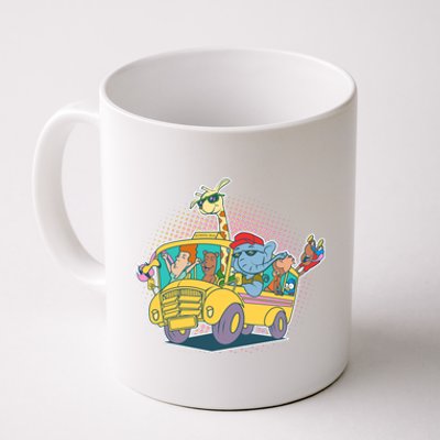 Funny Cool Back to School Animals School Bus Coffee Mug